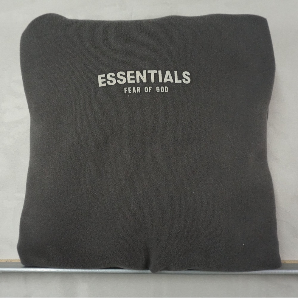 FOG Essentials Fear of God Hoodie Mens Large Faded Black Relaxed Oversized Heavy